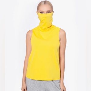 BAM BY BETSY & ADAM Womens Yellow Cotton Blend Built-in Mask Tank Top M